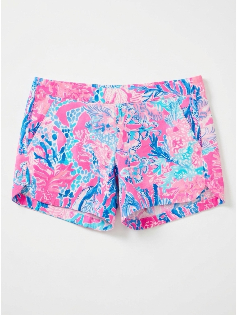 Lilly Pulitzer Women's XS Pink Blue Floral Cotton Spandex Shorts